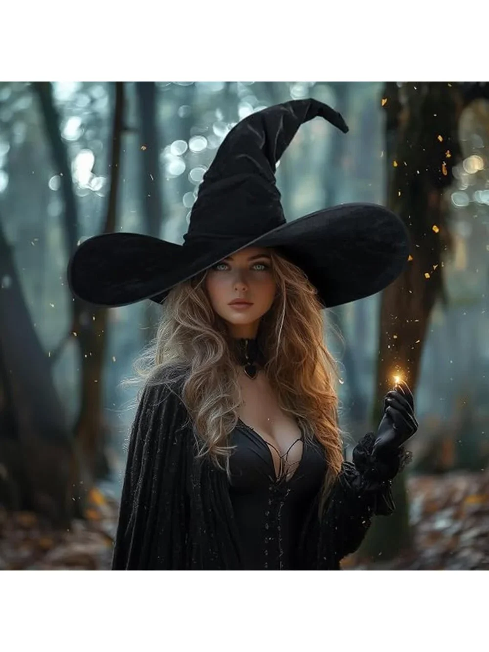 Oversized Ruched Witch Hat for Women, Halloween Costume